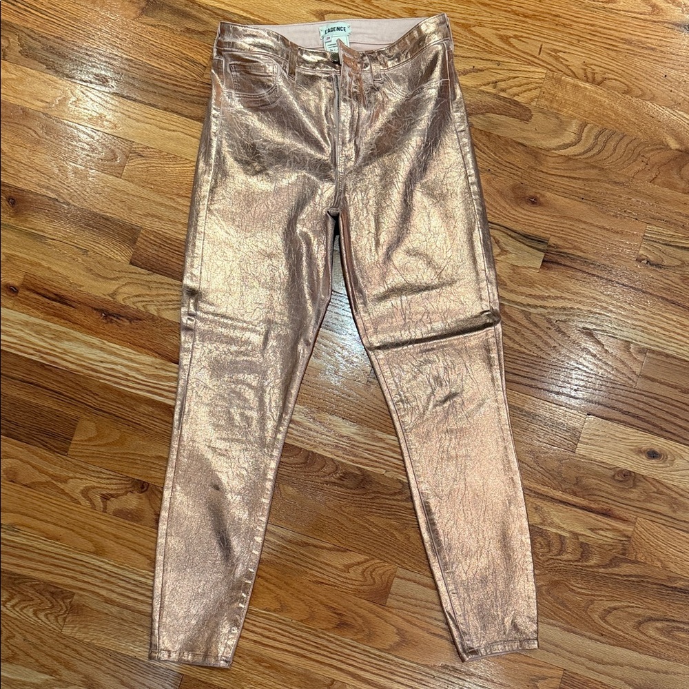 L'AGENCE Metallic Rose Skinny Jeans
